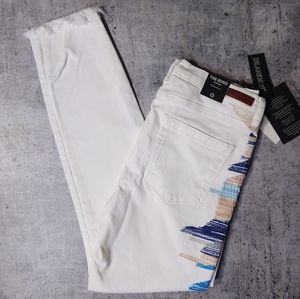 BlankNYC Cream Embroidered Jeans
